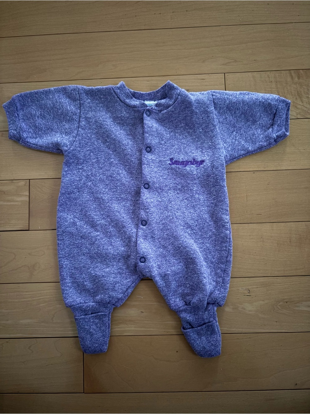 Vintage Snugabye Sleeper Footie in Purple Heather with Snaps